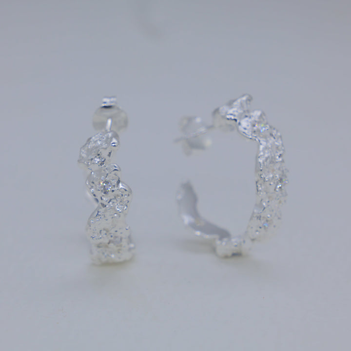 Caelia Textured Hoop Earrings in 925 Sterling Silver by MOA - view 1