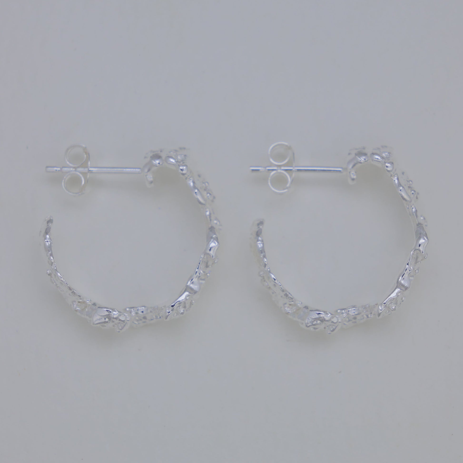 Caelia Textured Hoop Earrings in 925 Sterling Silver by MOA - view 2
