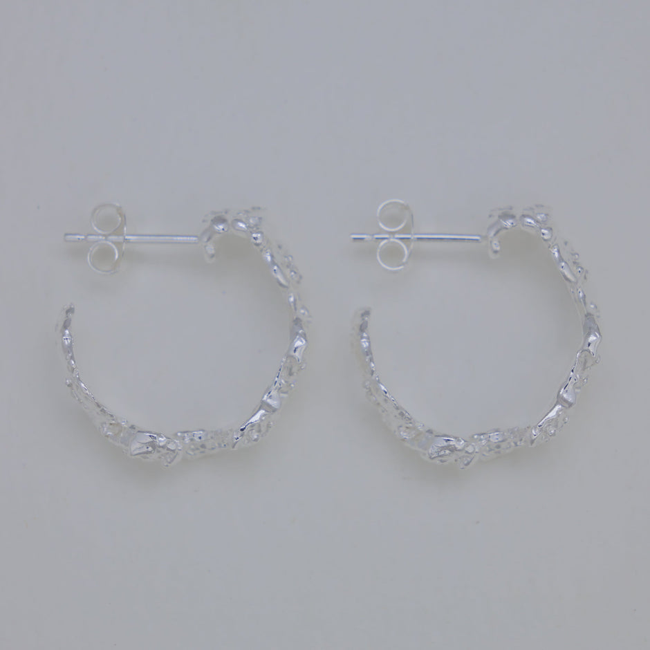 Caelia Textured Hoop Earrings in 925 Sterling Silver by MOA - view 2