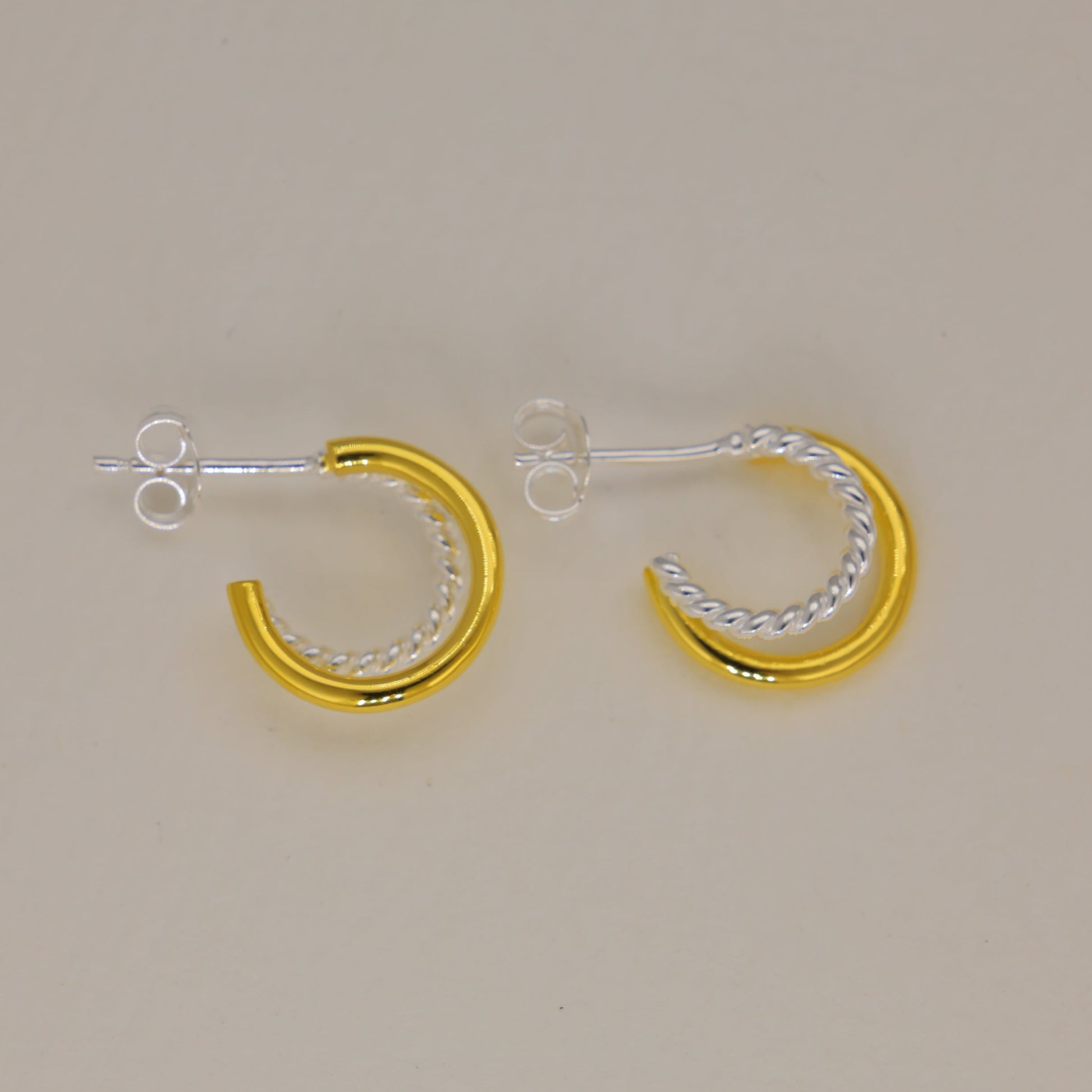 Caliste Two-Tone Twist Hoop Earrings in 18K Gold over 925 Silver by MOA - view 2