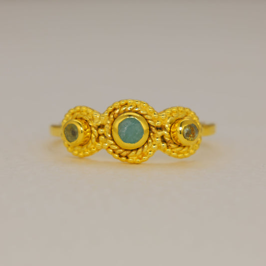 Calytrine Blue Topaz and Amazonite Ring in Gold Vermeil by MOA - view 1