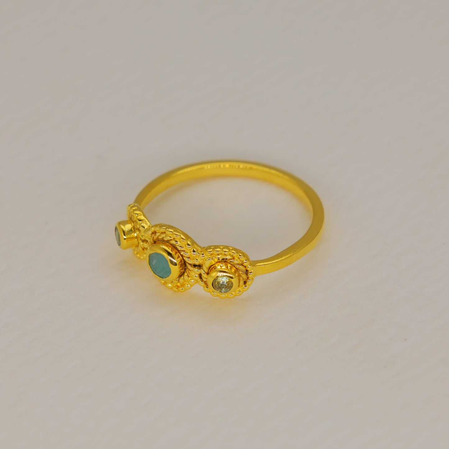 Calytrine Blue Topaz and Amazonite Ring in Gold Vermeil by MOA - view 2