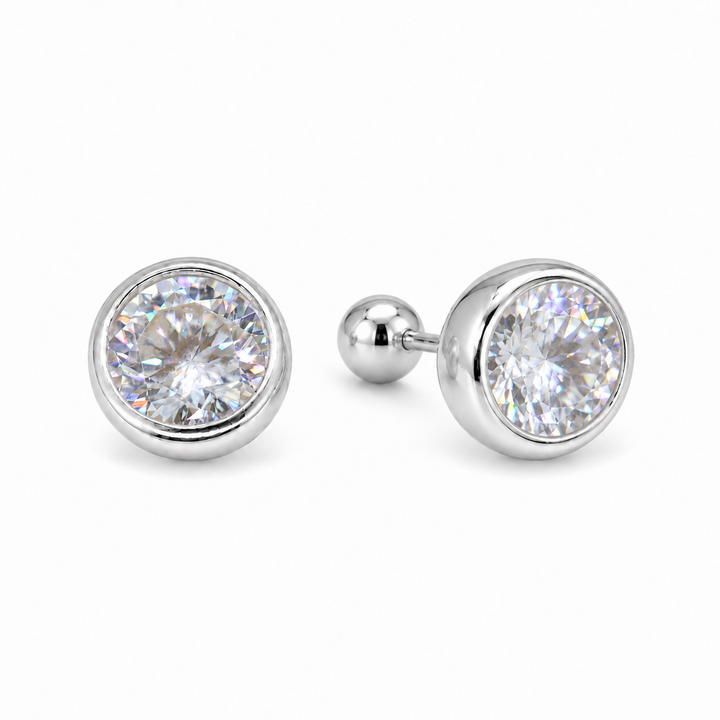 Celestine Grande Bezel Stud Earrings 1.0 with round ball screw backs - main image