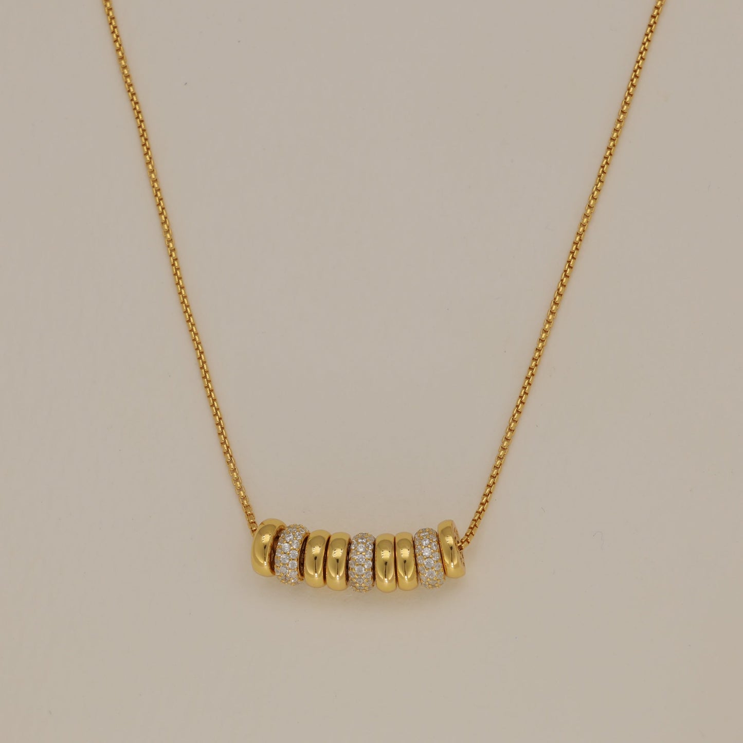 Celestine Beaded Necklace Cubic Zirconia 24K Gold by MOA - view 1