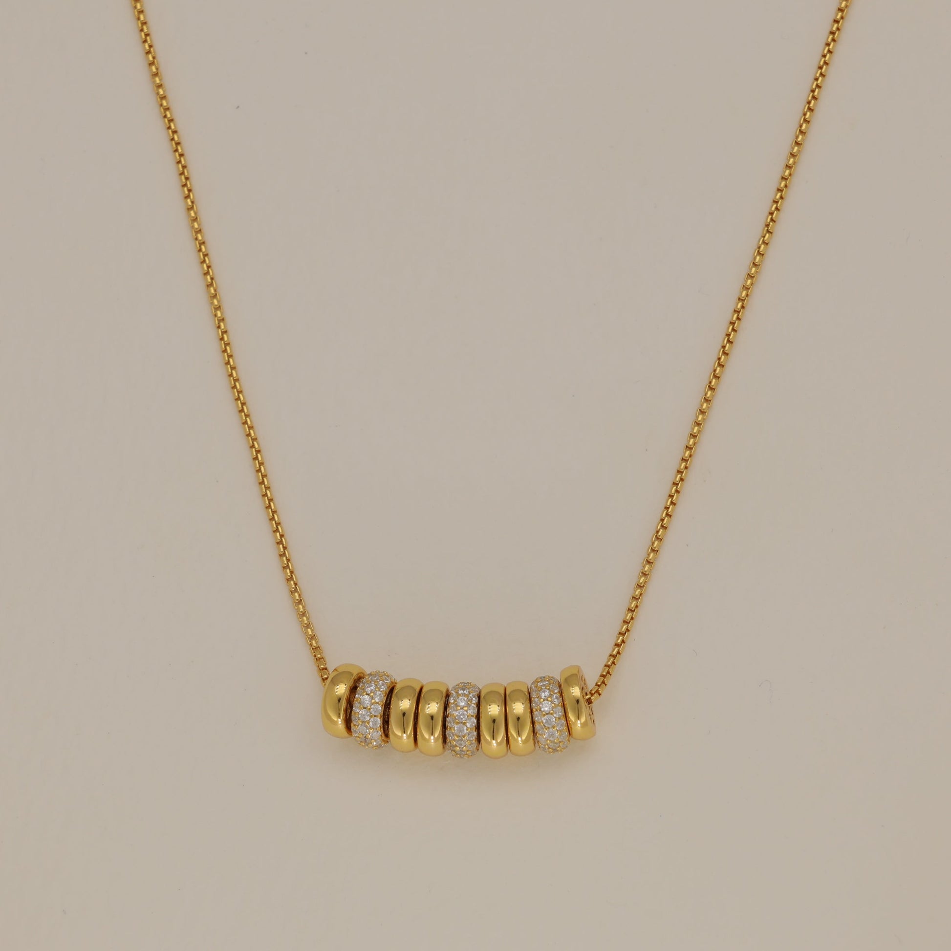 Celestine Beaded Necklace Cubic Zirconia 24K Gold by MOA - view 1