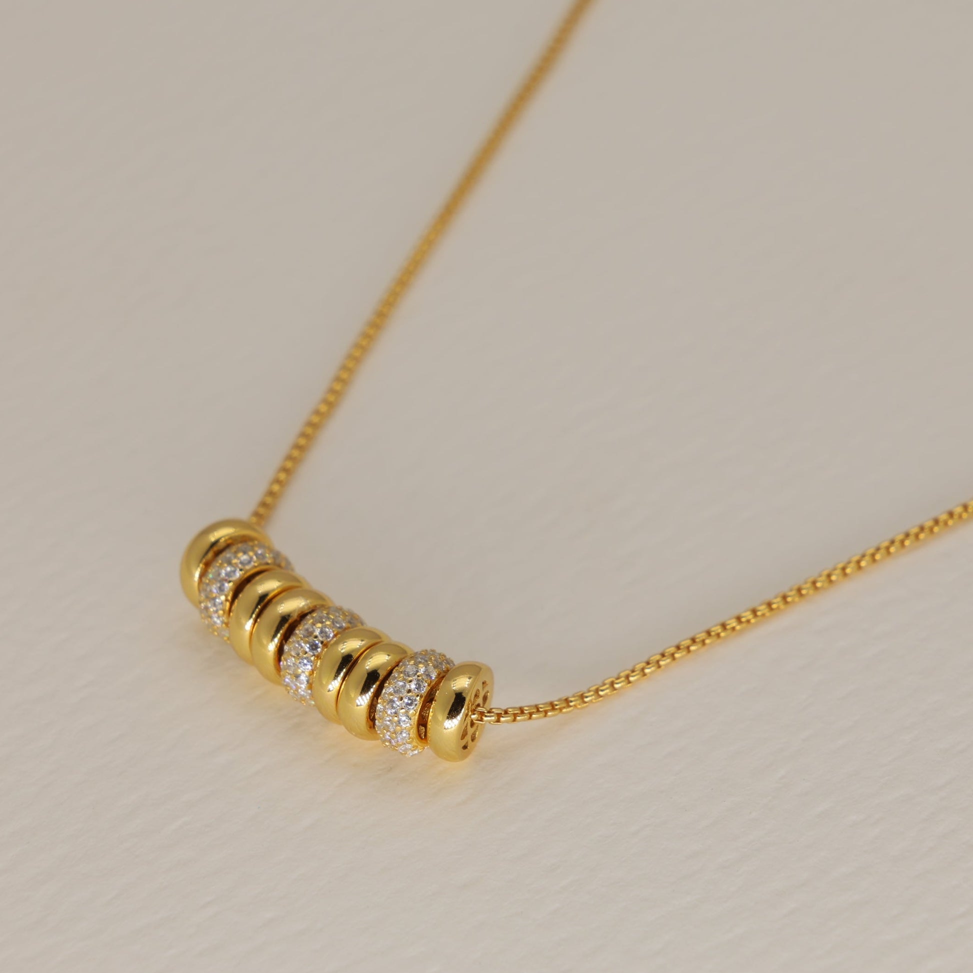 Celestine Beaded Necklace Cubic Zirconia 24K Gold by MOA - view 2