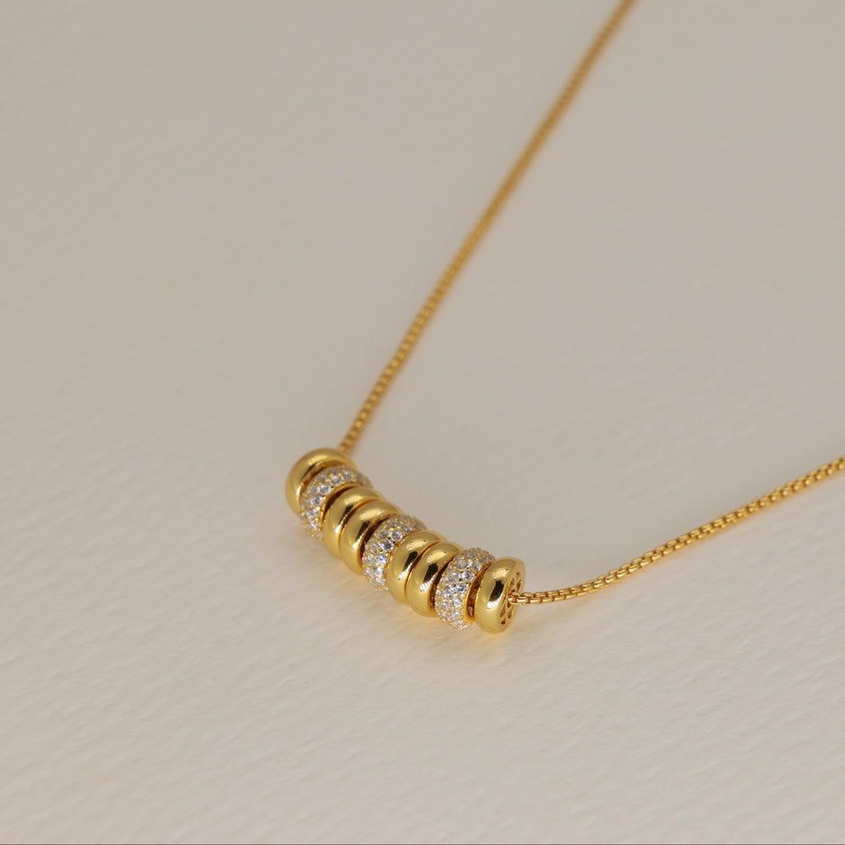 Celestine Beaded Necklace Cubic Zirconia 24K Gold by MOA - view 2