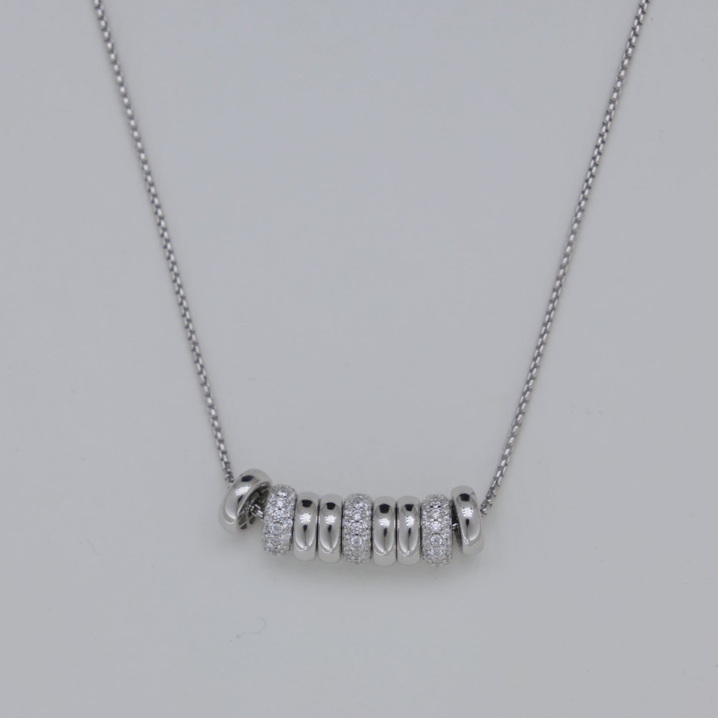 Celestine Beaded Necklace with Cubic Zirconia in 925 Sterling Silver by MOA - view 1
