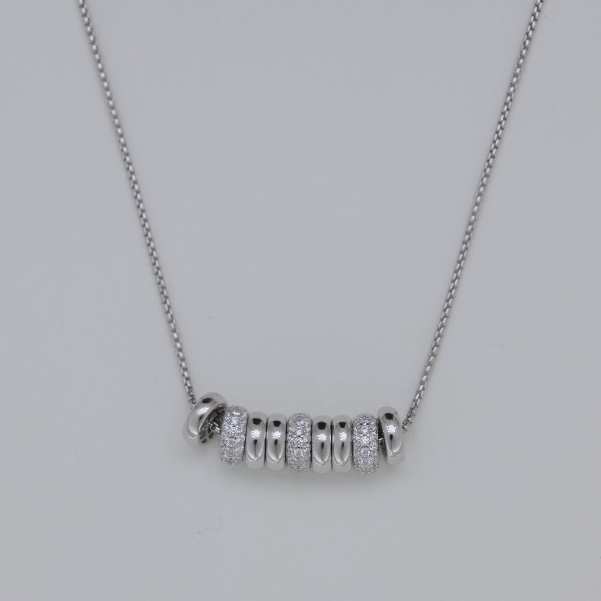 Celestine Beaded Necklace with Cubic Zirconia in 925 Sterling Silver by MOA - view 1