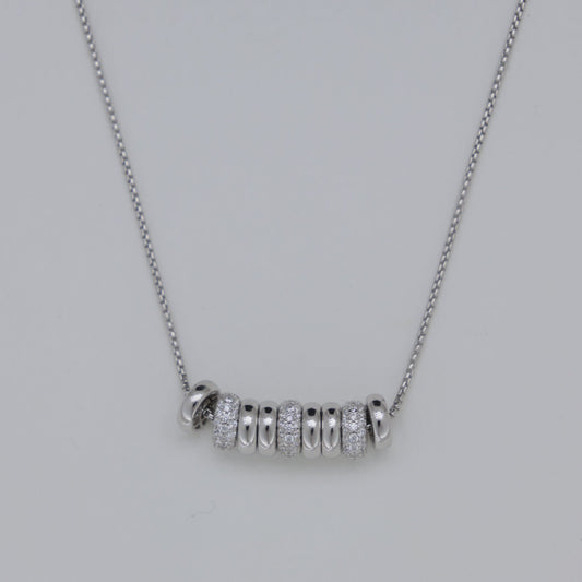 Celestine Beaded Necklace with Cubic Zirconia in 925 Sterling Silver by MOA - view 1