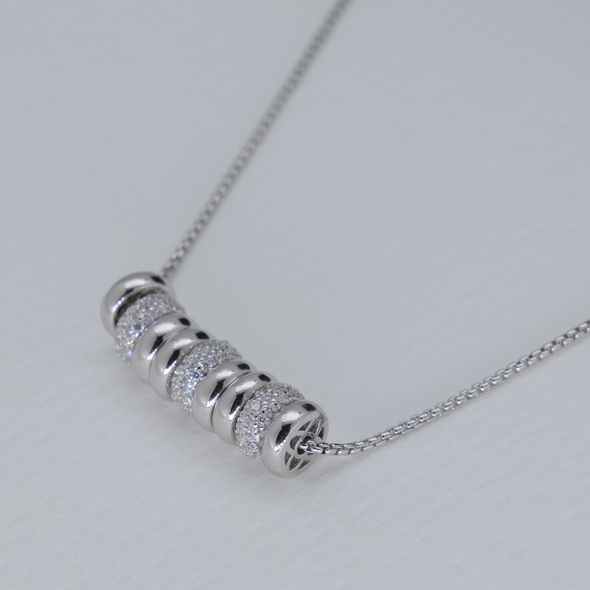 Celestine Beaded Necklace with Cubic Zirconia in 925 Sterling Silver by MOA - view 2