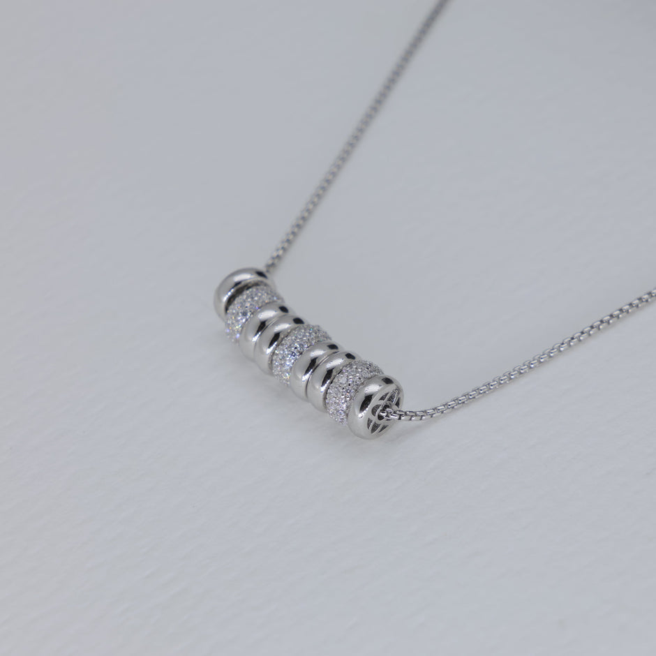 Celestine Beaded Necklace with Cubic Zirconia in 925 Sterling Silver by MOA - view 2