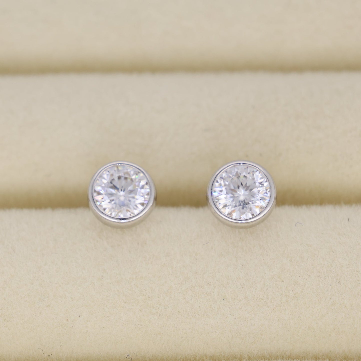 Celestine Bezel Stud Earrings in 925 Sterling Silver by MOA - view 1