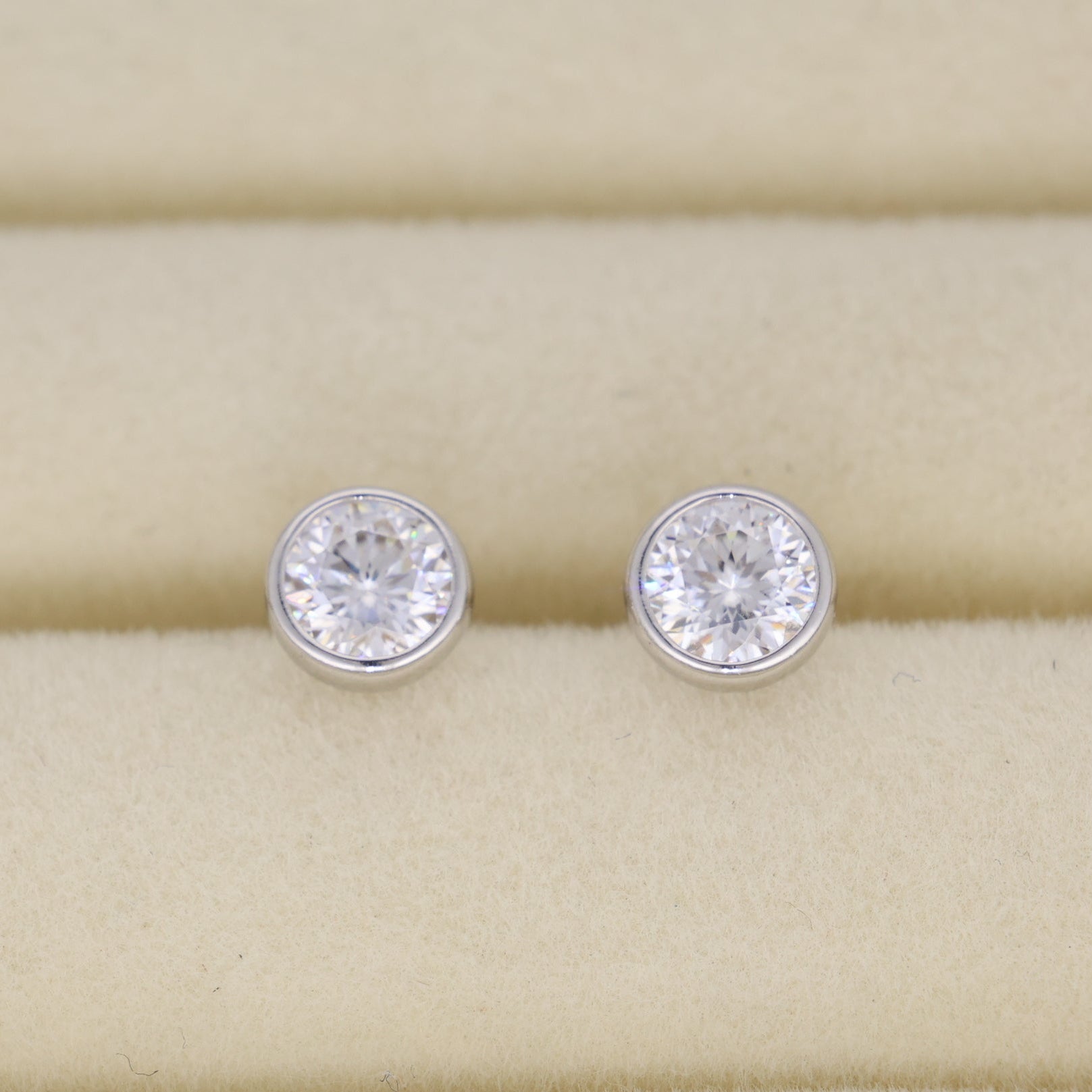 Celestine Bezel Stud Earrings in 925 Sterling Silver by MOA - view 1
