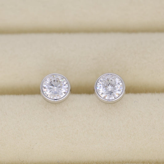Celestine Bezel Stud Earrings in 925 Sterling Silver by MOA - view 1