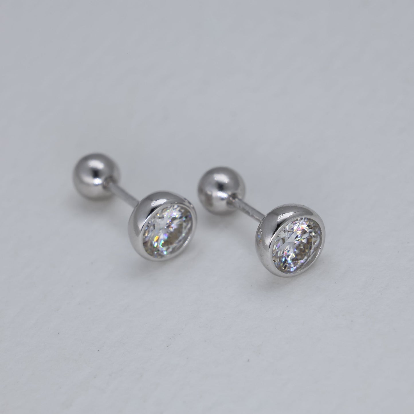 Celestine Bezel Stud Earrings in 925 Sterling Silver by MOA - view 3