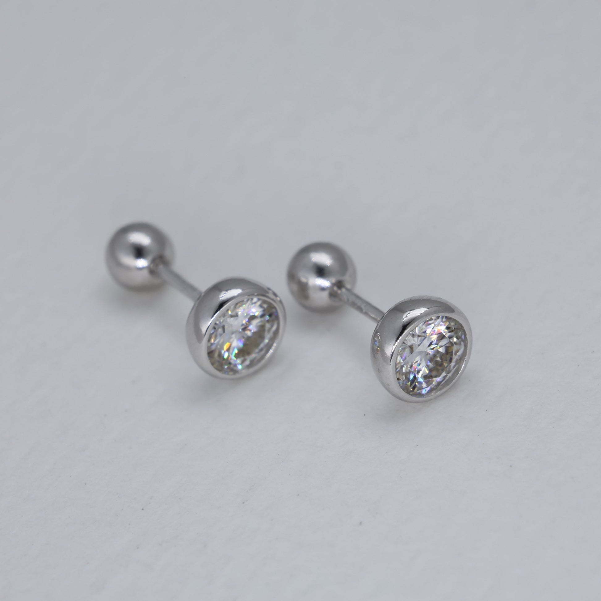 Celestine Bezel Stud Earrings in 925 Sterling Silver by MOA - view 3