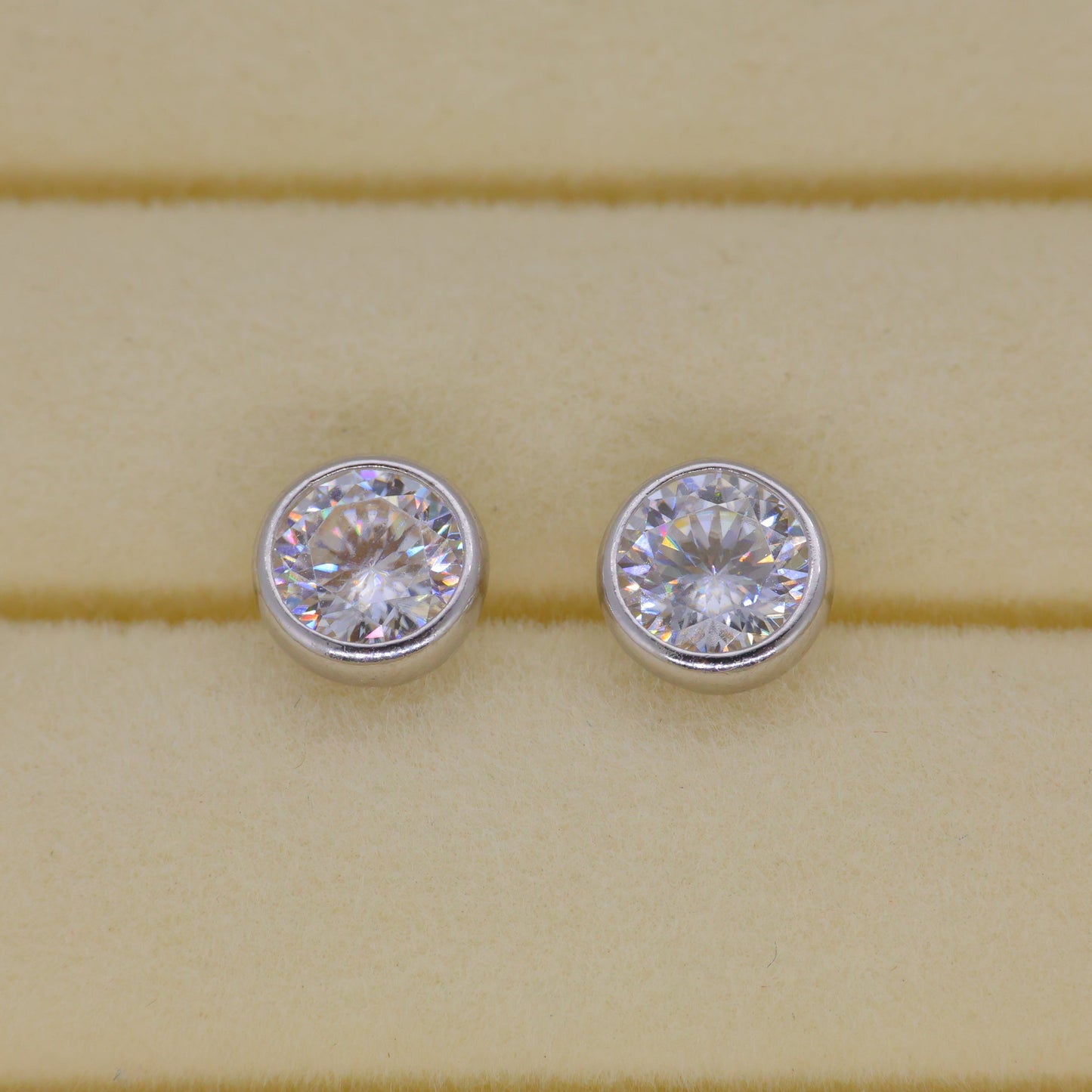 Celestine Grande Bezel Stud Earrings in 925 Sterling Silver by MOA - view 1