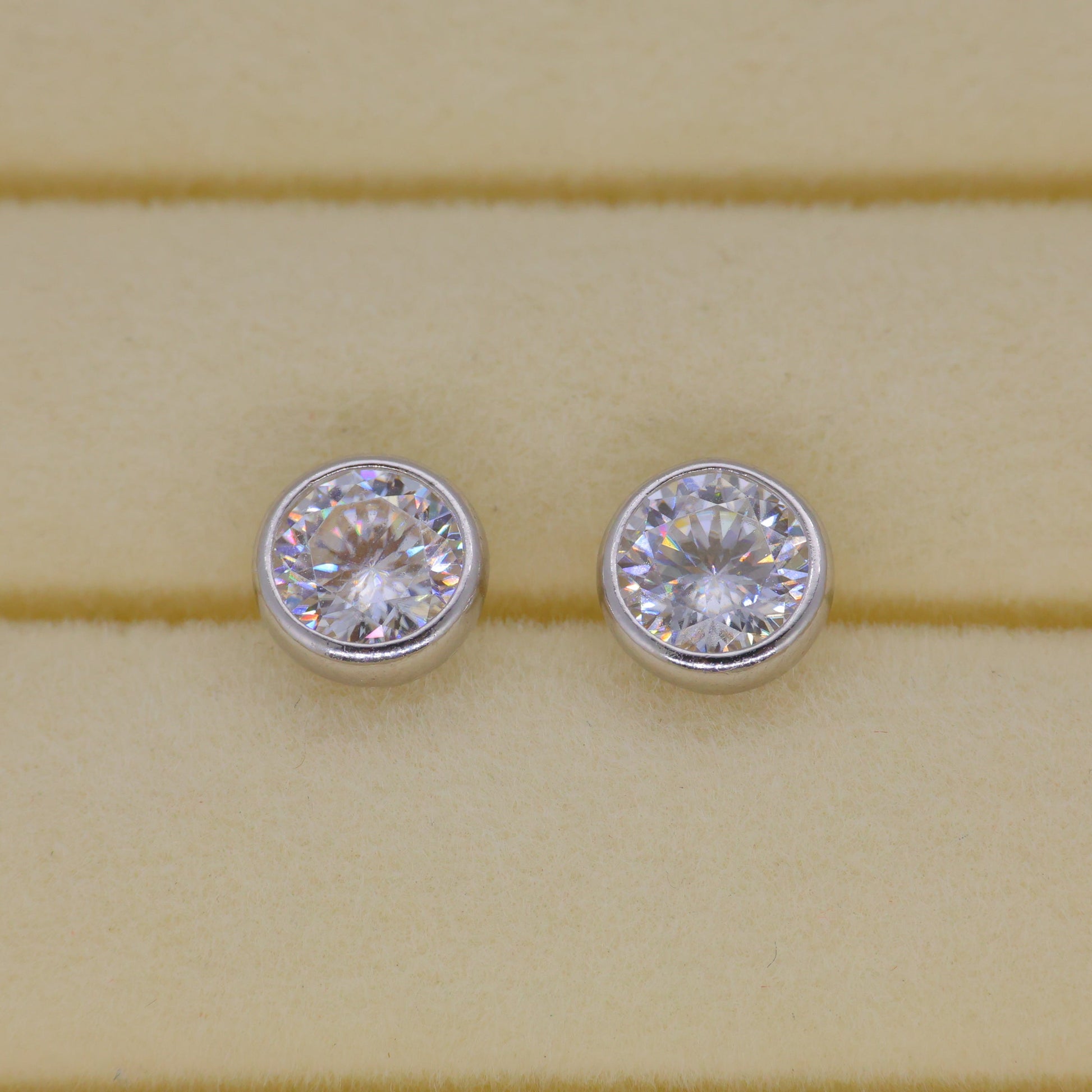 Celestine Grande Bezel Stud Earrings in 925 Sterling Silver by MOA - view 1