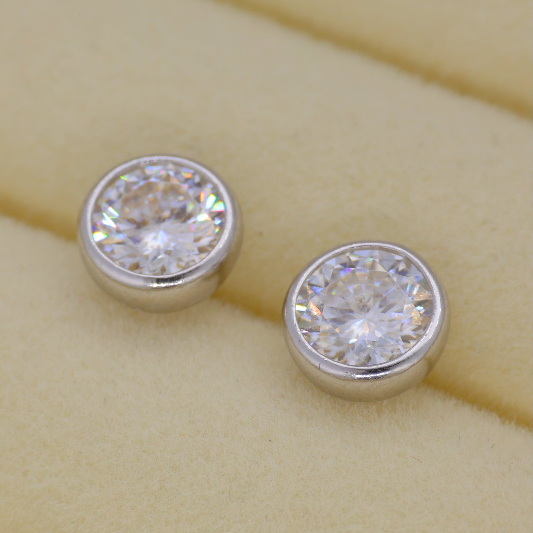 Celestine Grande Bezel Stud Earrings in 925 Sterling Silver by MOA - view 2