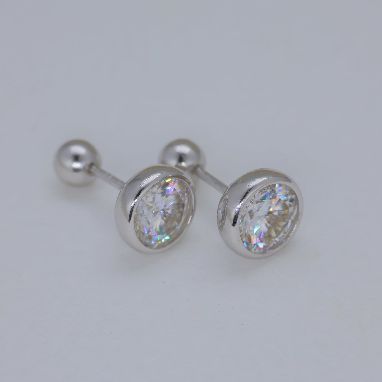 Celestine Grande Bezel Stud Earrings in 925 Sterling Silver by MOA - view 3
