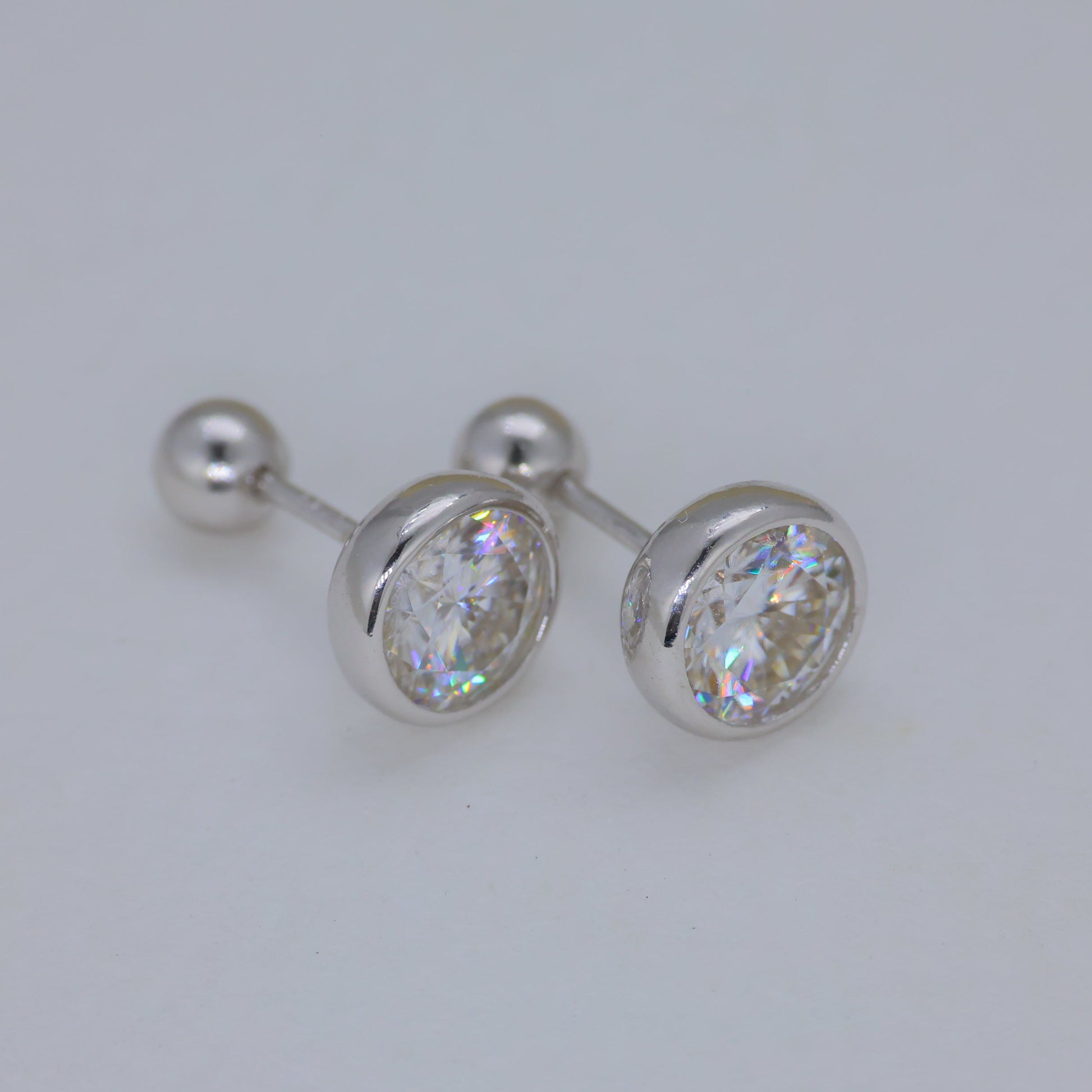 Celestine Grande Bezel Stud Earrings in 925 Sterling Silver by MOA - view 3
