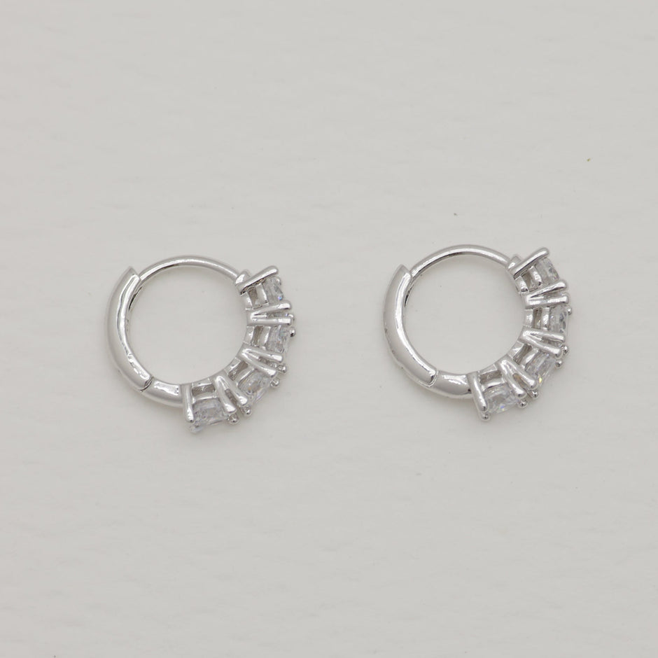 Celestine Pave Huggie Earrings in Sterling Silver by MOA - view 2