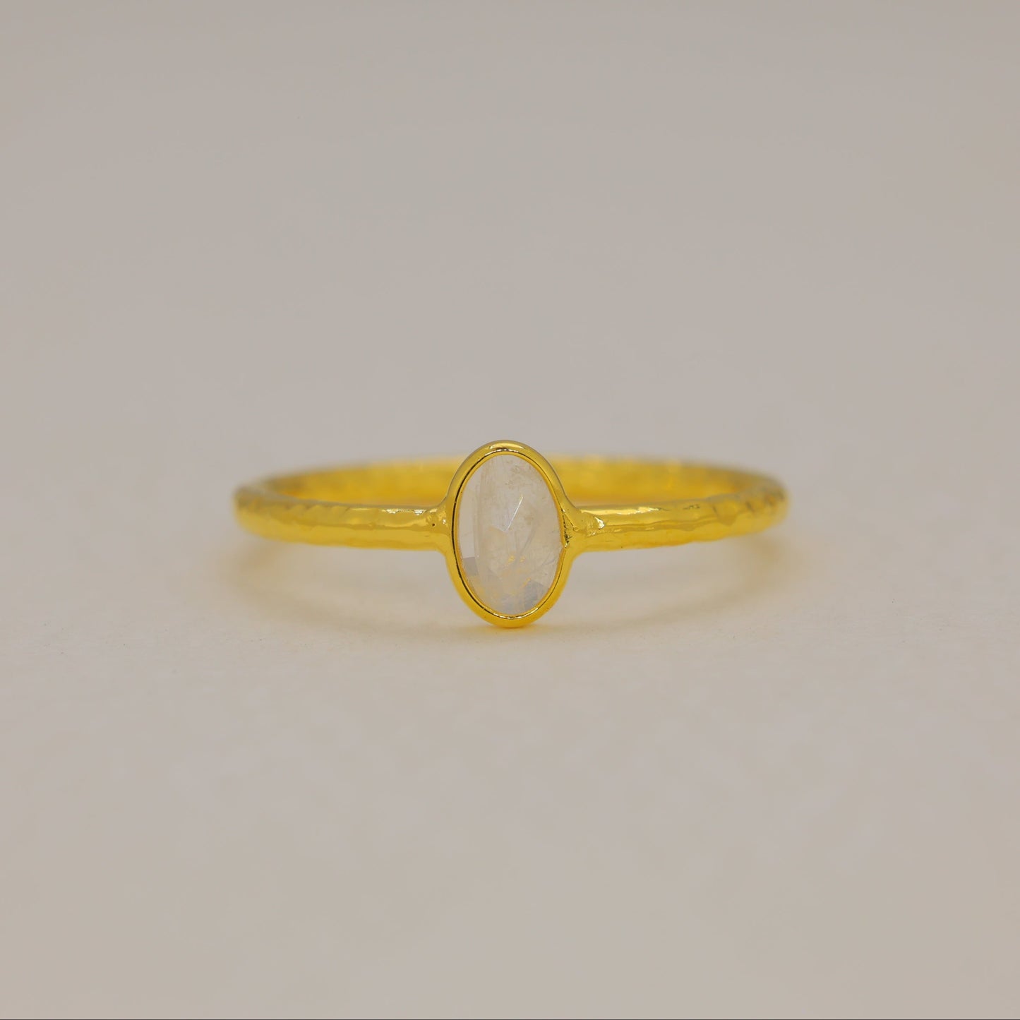 Celune Rainbow Moonstone Petite Ring in Gold Vermeil by MOA - view 1