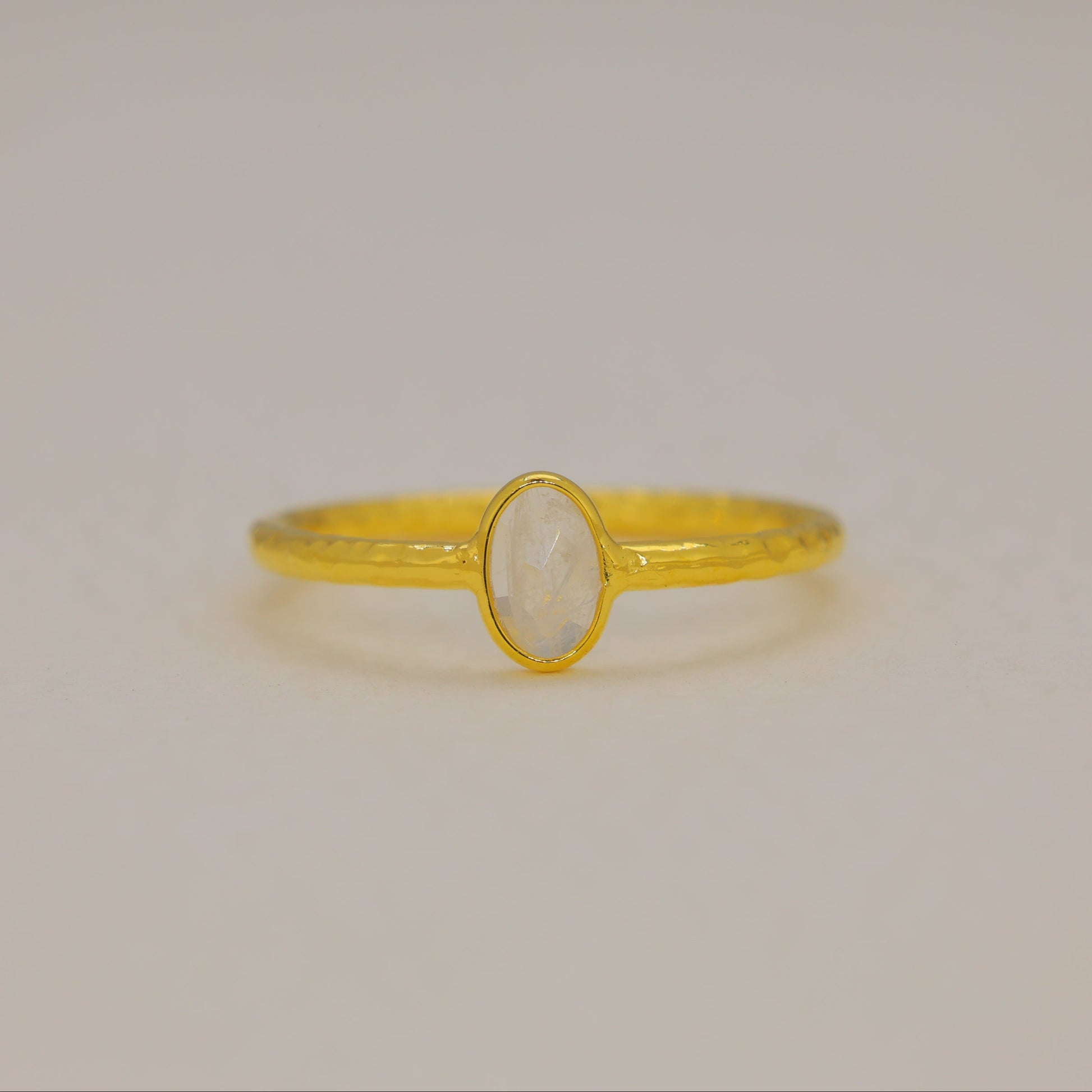 Celune Rainbow Moonstone Petite Ring in Gold Vermeil by MOA - view 1