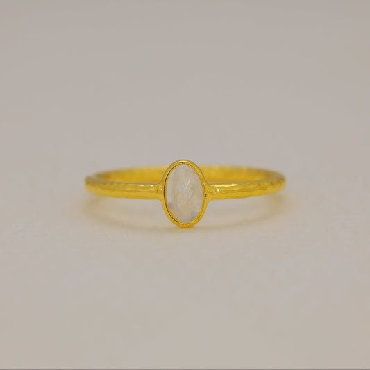 Celune Rainbow Moonstone Petite Ring in Gold Vermeil by MOA - view 1