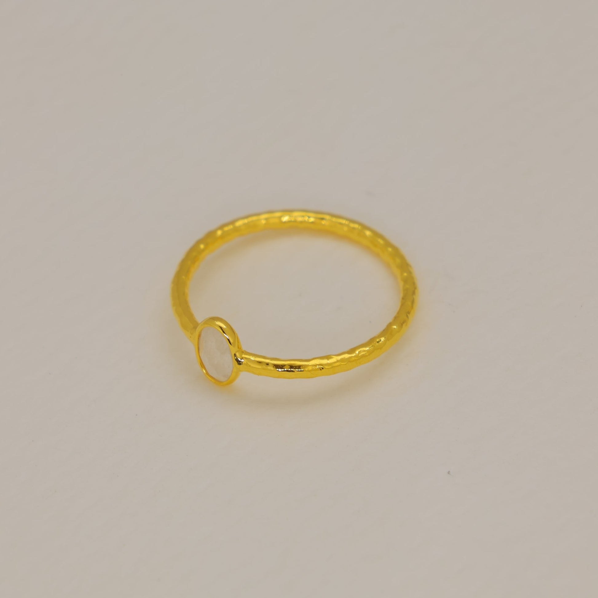 Celune Rainbow Moonstone Petite Ring in Gold Vermeil by MOA - view 2