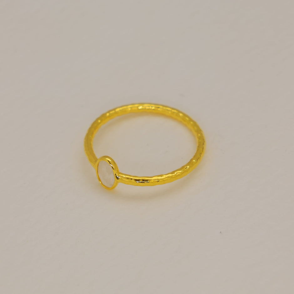 Celune Rainbow Moonstone Petite Ring in Gold Vermeil by MOA - view 2