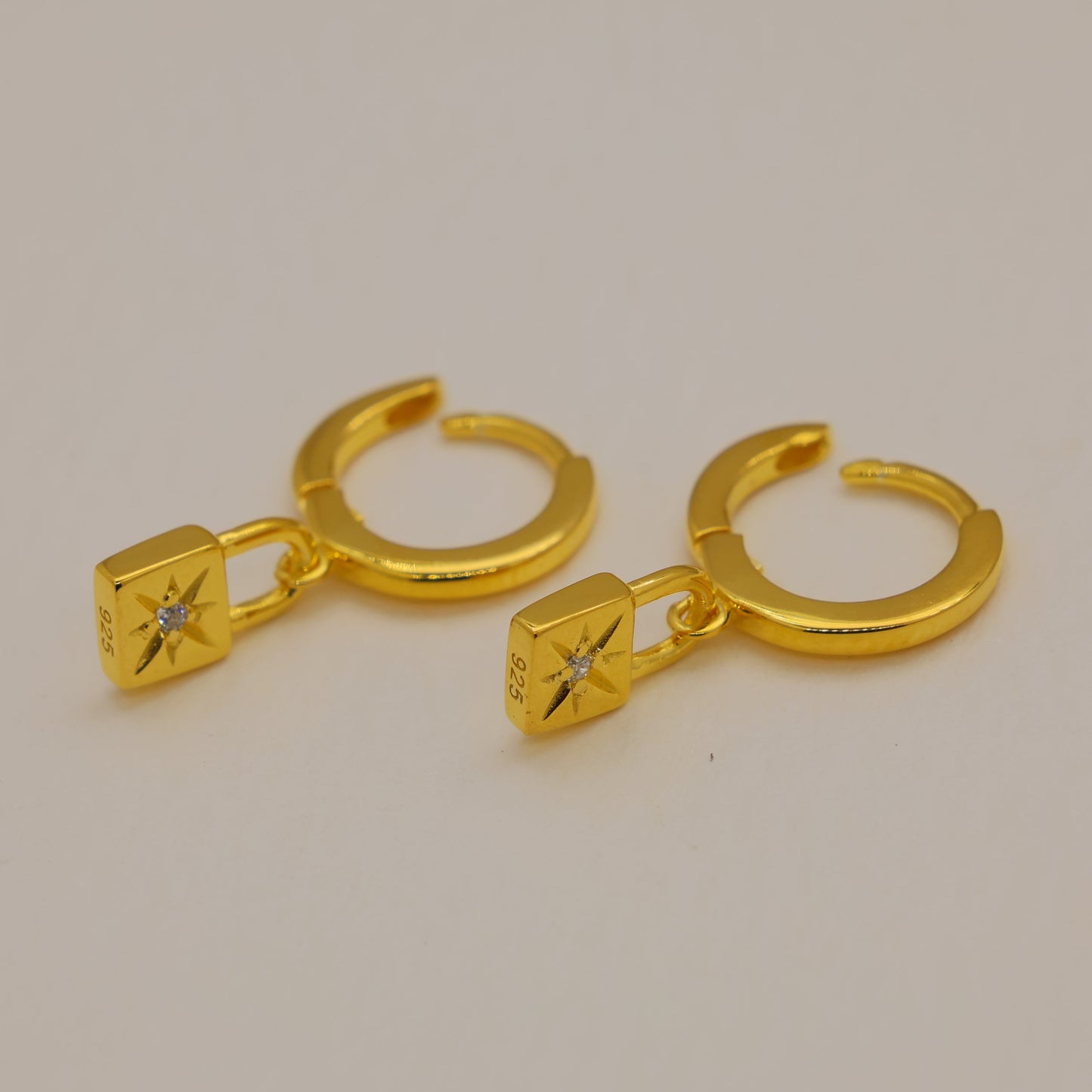 Cevara Charm Hoop Earrings in 18K Gold over 925 Silver by MOA - view 1