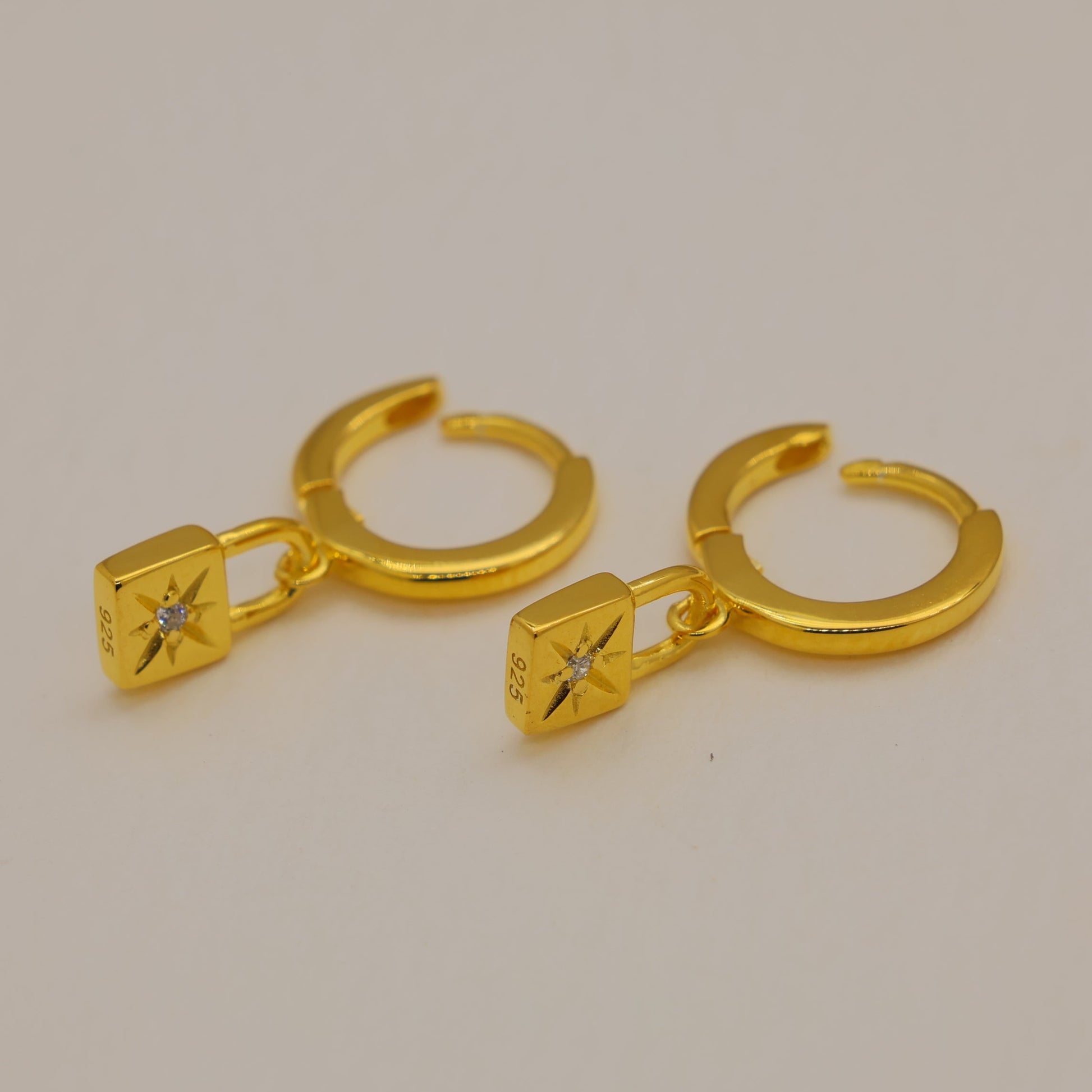 Cevara Charm Hoop Earrings in 18K Gold over 925 Silver by MOA - view 1