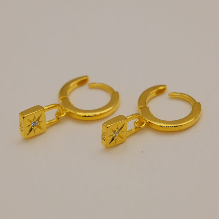 Cevara Charm Hoop Earrings in 18K Gold over 925 Silver by MOA - view 1