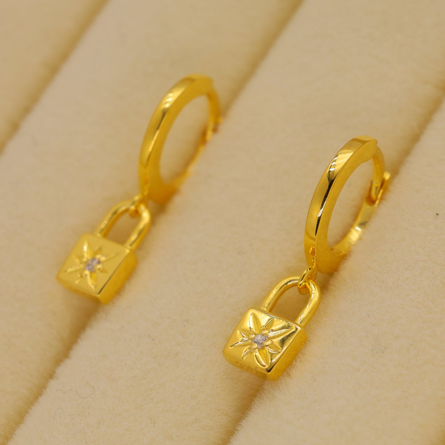 Cevara Charm Hoop Earrings in 18K Gold over 925 Silver by MOA - view 3