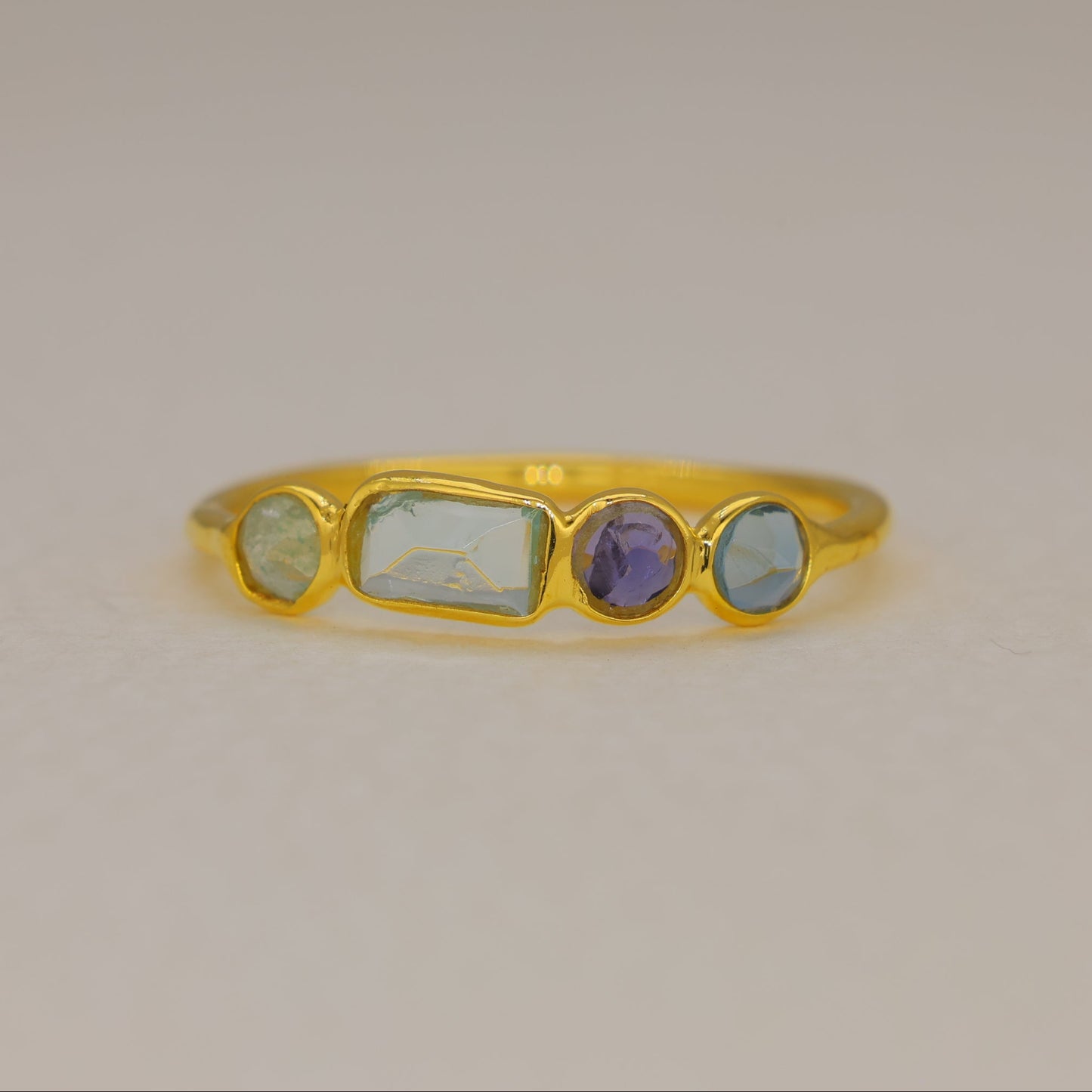 Cirelle Rainbow Moonstone and Labradorite Ring in Gold Vermeil by MOA - view 1