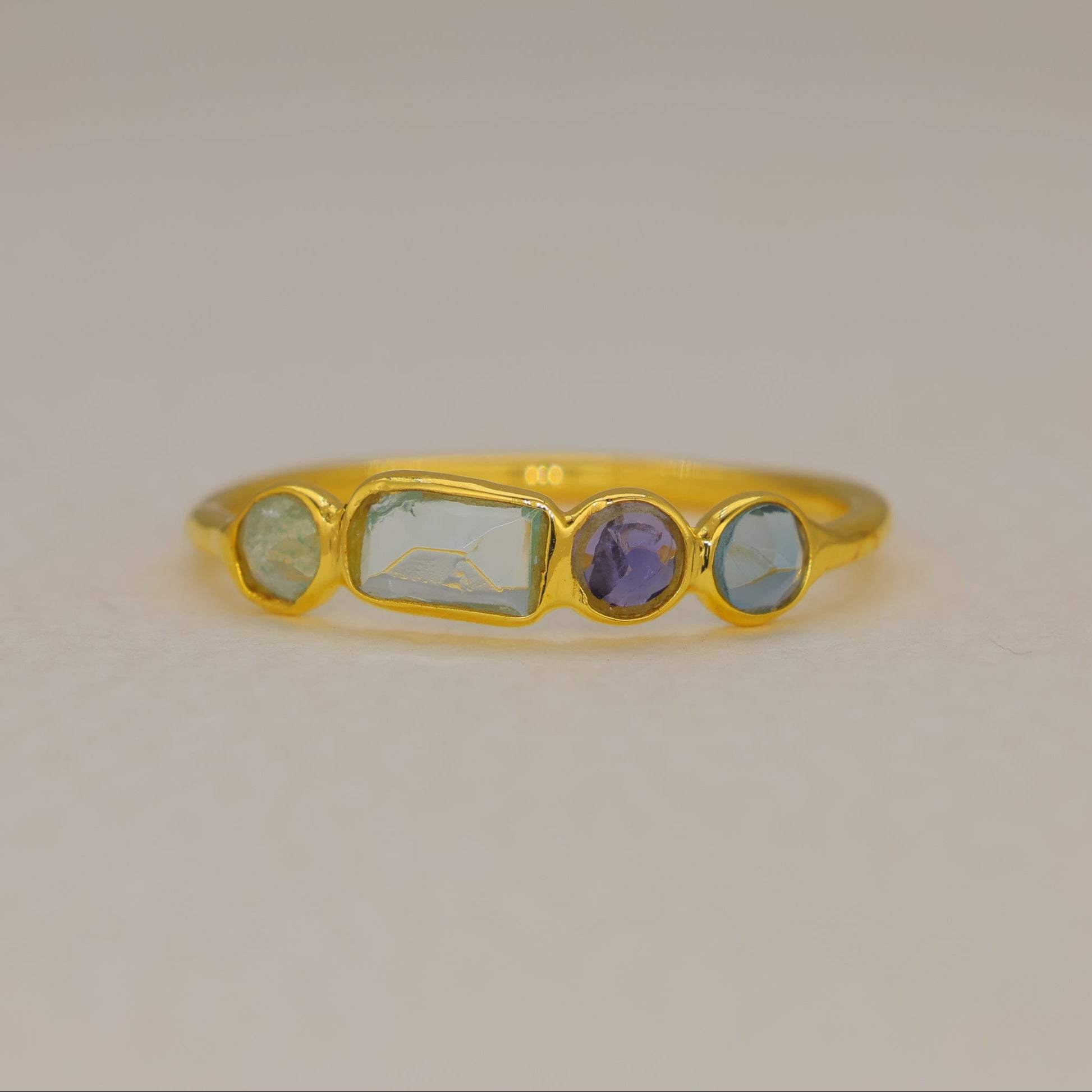 Cirelle Rainbow Moonstone and Labradorite Ring in Gold Vermeil by MOA - view 1