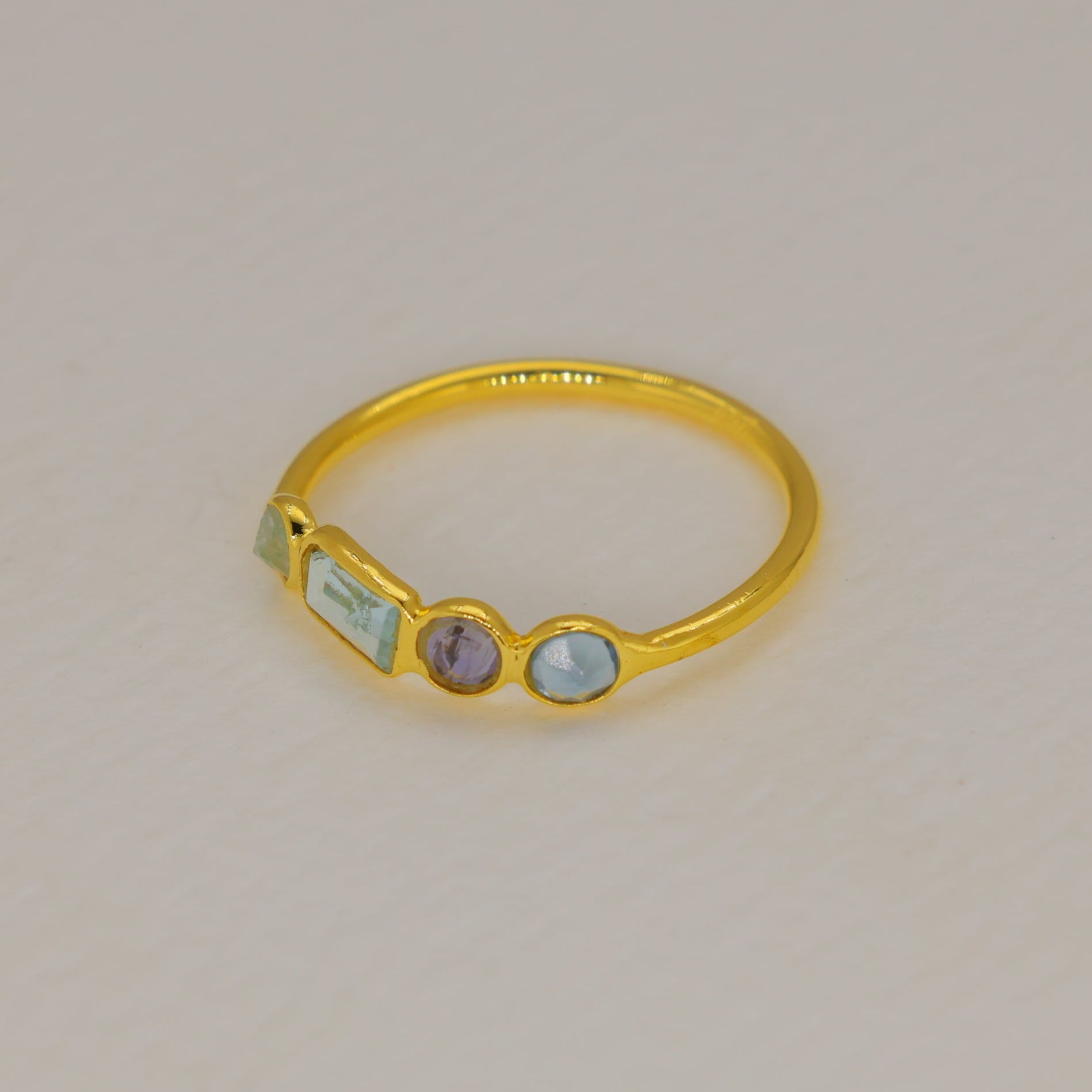 Cirelle Rainbow Moonstone and Labradorite Ring in Gold Vermeil by MOA - view 2