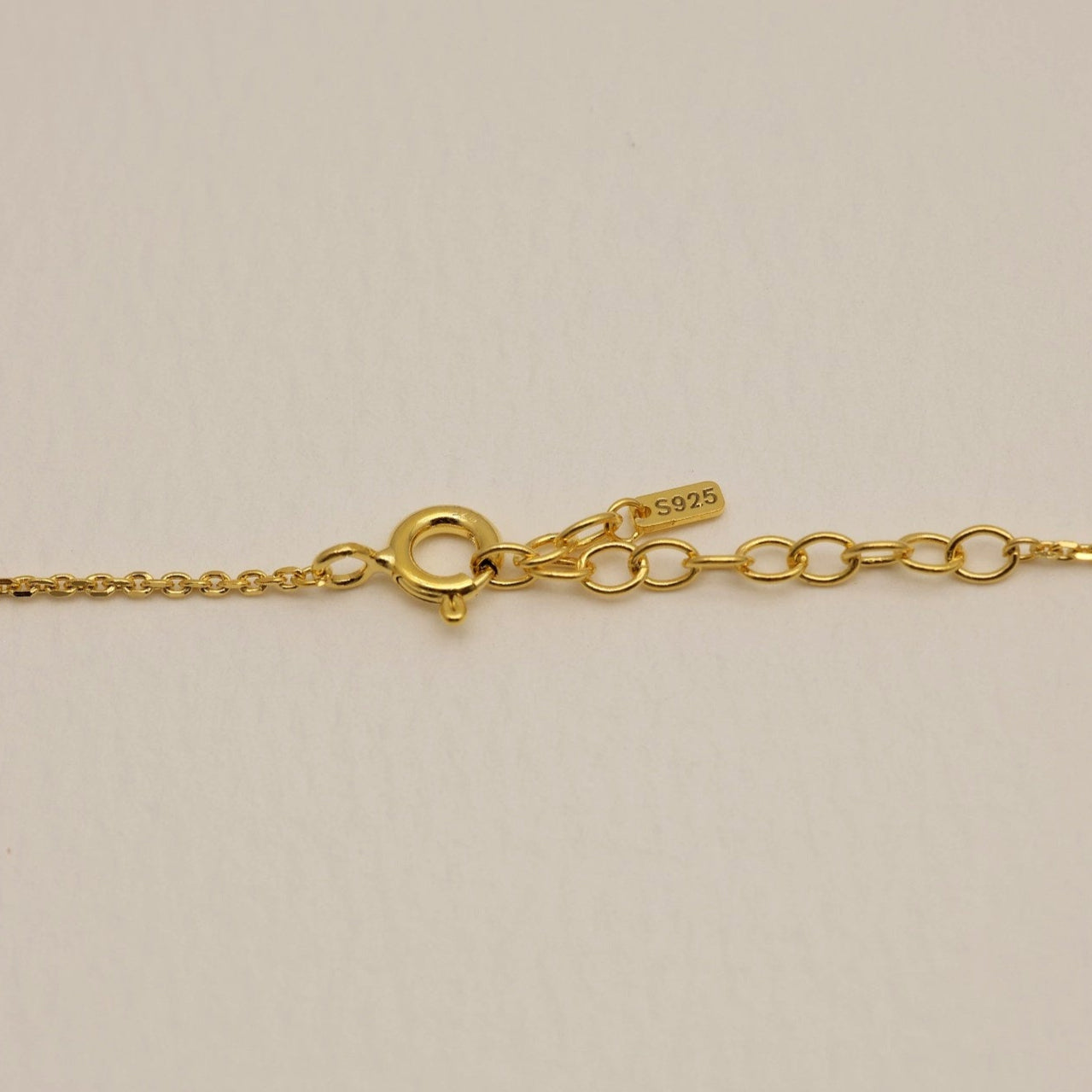 Gold vermeil necklace clasp with 925 tag and extender chain