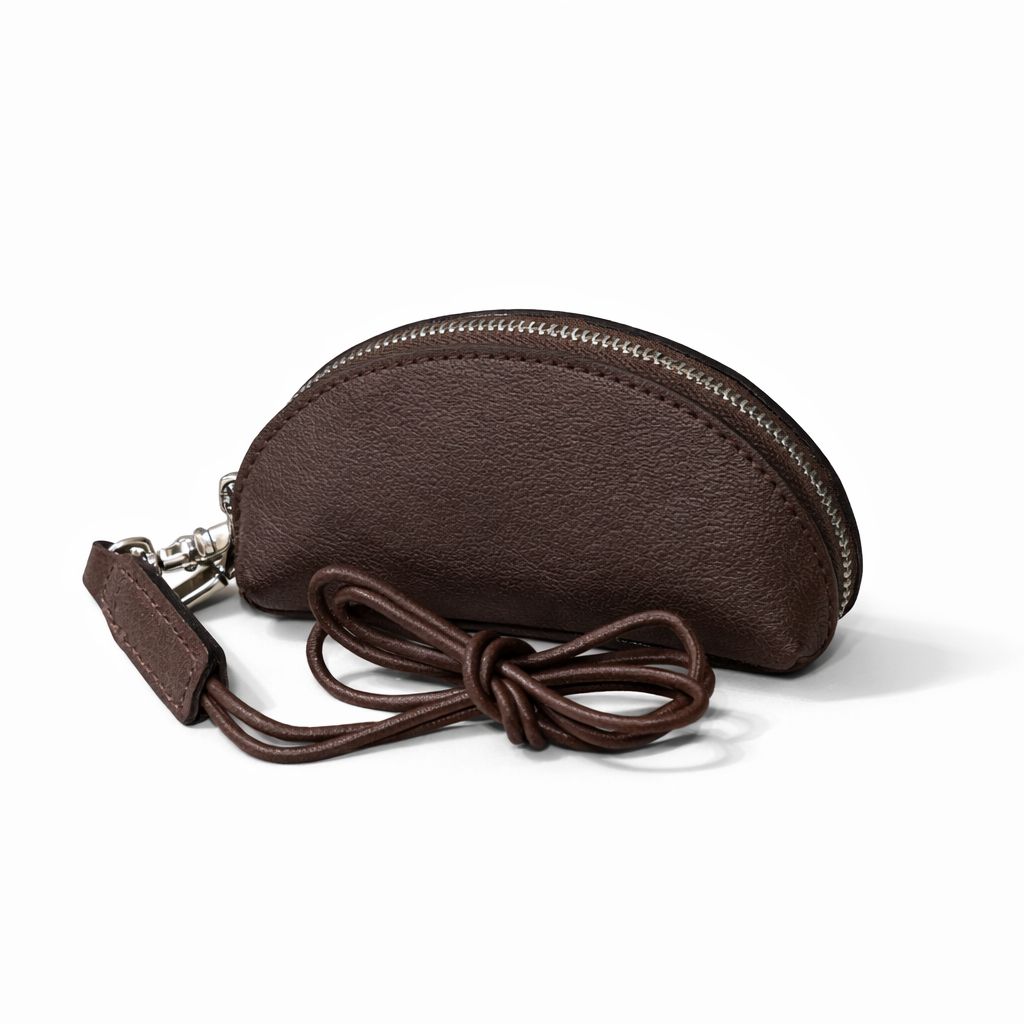 Corbin Mini Leather Zip Pouch Coffee by MOA - view 3