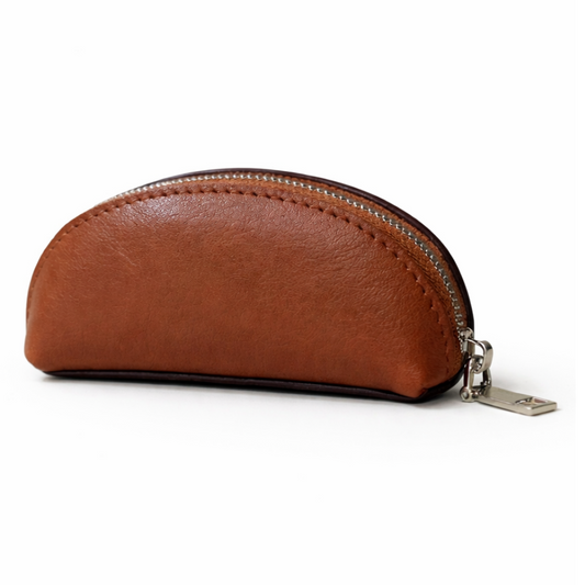 Corbin Mini Leather Zip Pouch in Golden Brown
