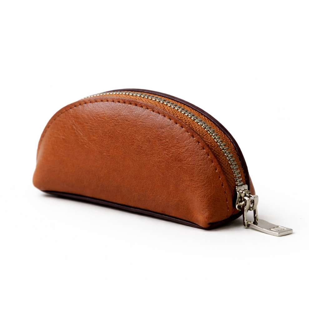 Corbin Mini Leather Zip Pouch Golden Brown by MOA - view 2