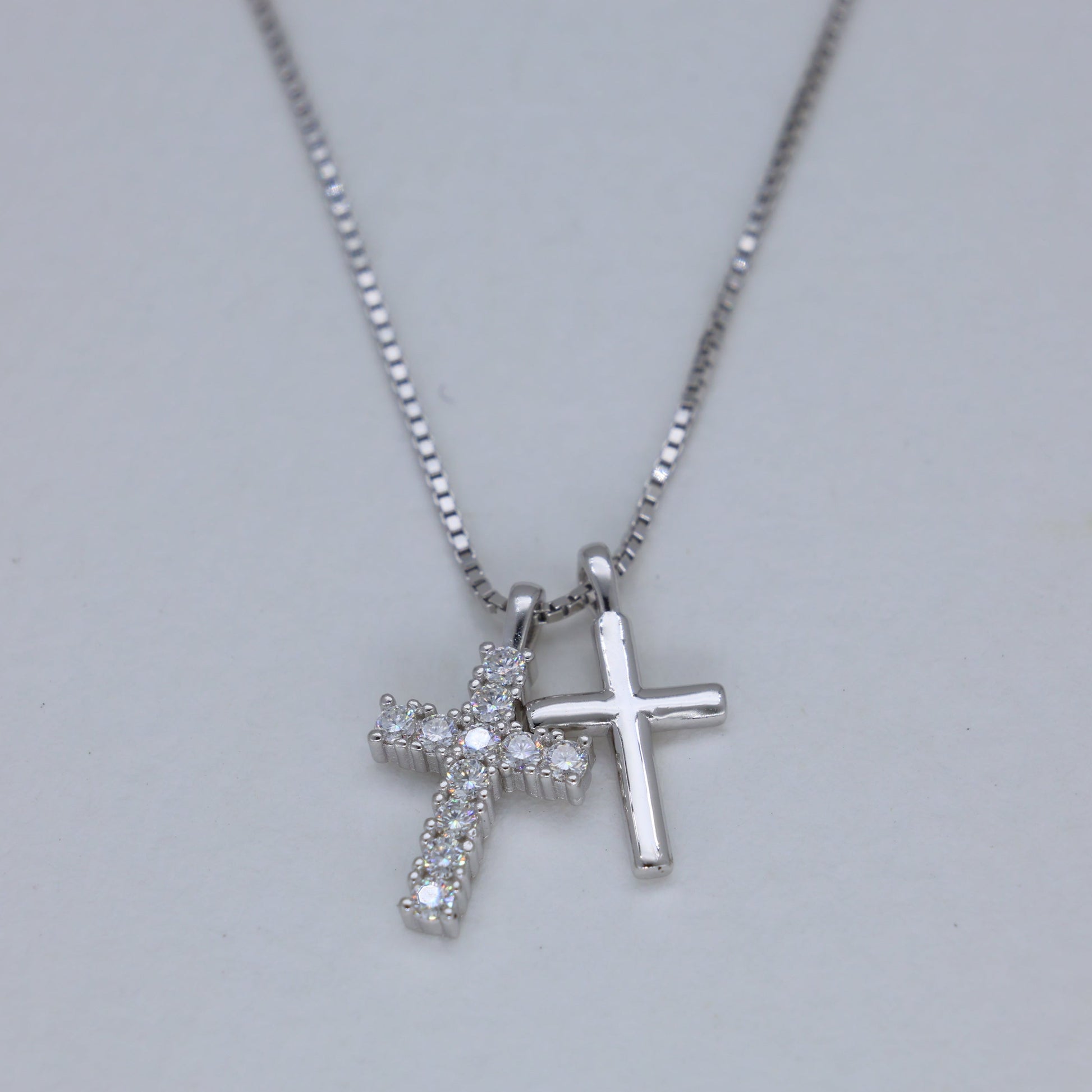 Corinne Double Cross Necklace in 925 Sterling Silver by MOA - view 1