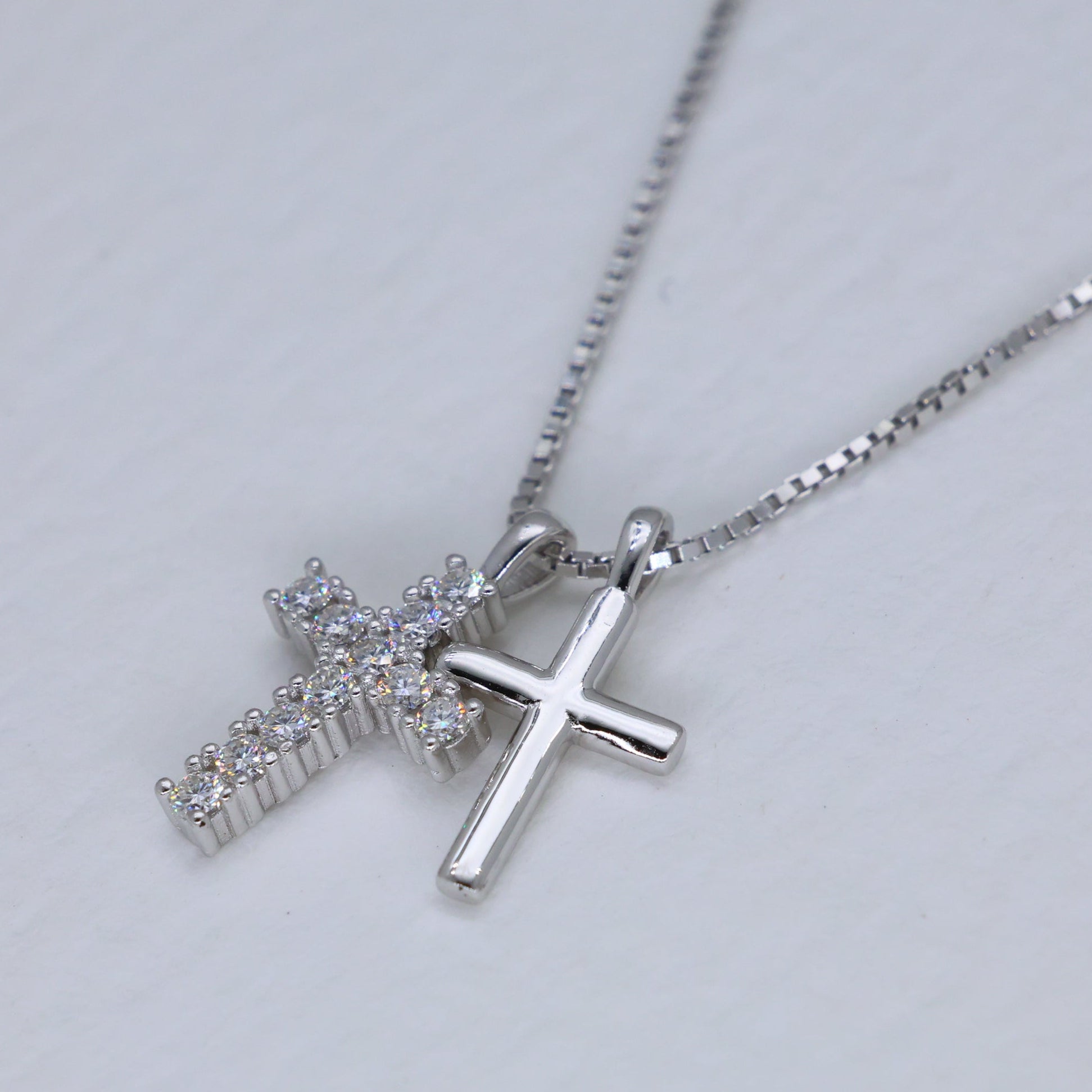 Corinne Double Cross Necklace in 925 Sterling Silver by MOA - view 2
