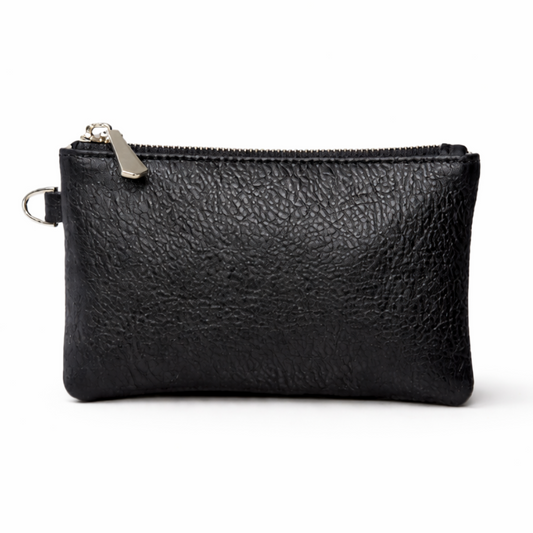 Corinne Mini Leather Zip Pouch – Black