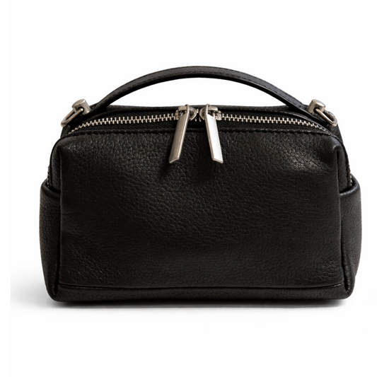 Cyrille Leather Mini Top Handle Bag in Black