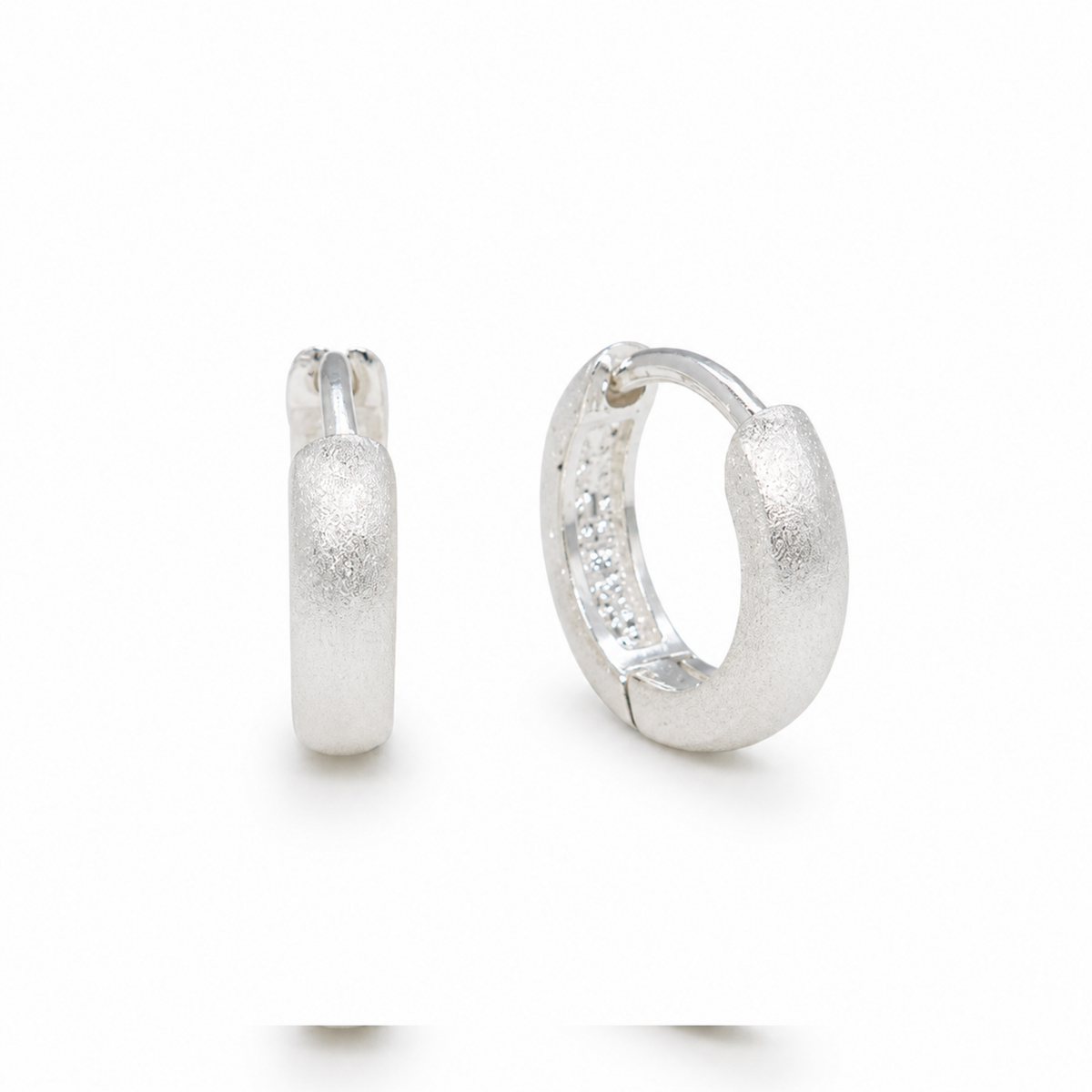 Cyrine Matte Huggie Earrings in 925 Sterling Silver by MOA - view 1