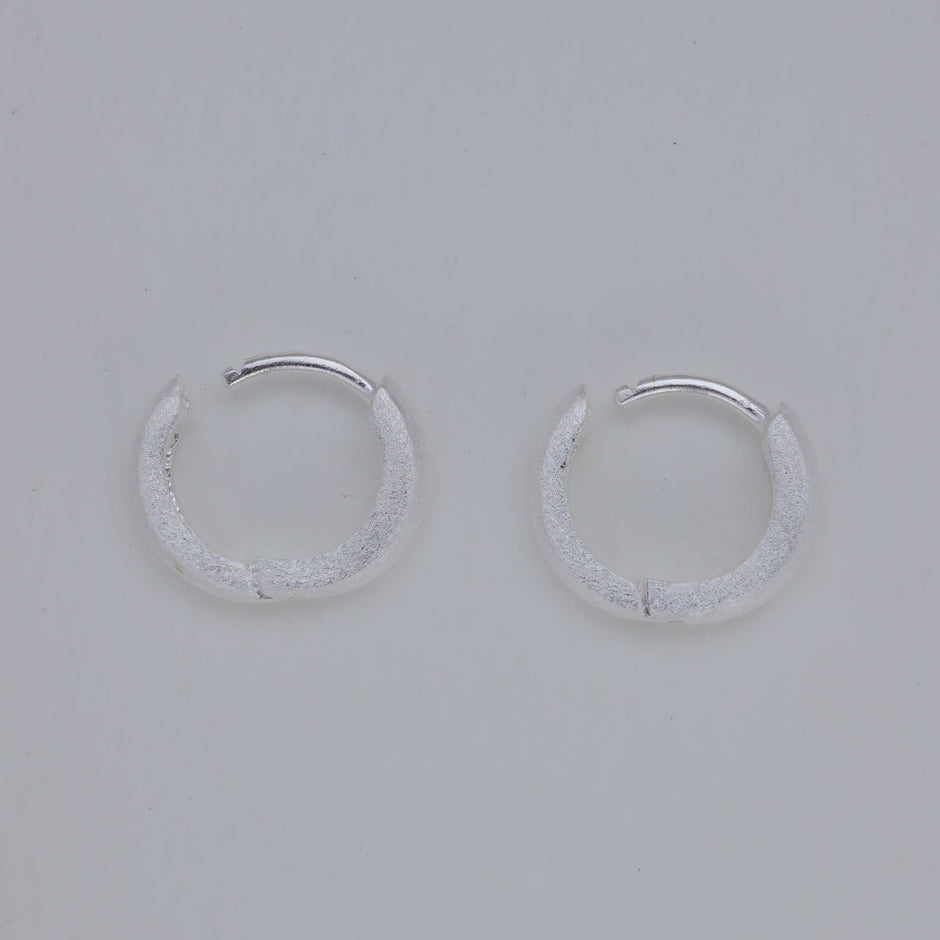 Cyrine Matte Huggie Earrings in 925 Sterling Silver by MOA - view 2