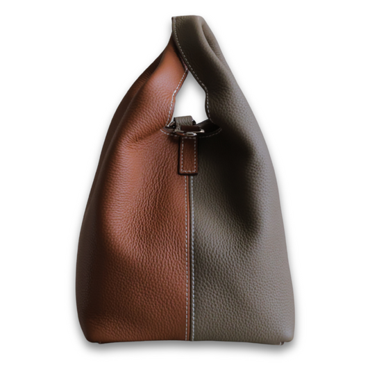 DANIELLE Leather bag - Grey/Tan